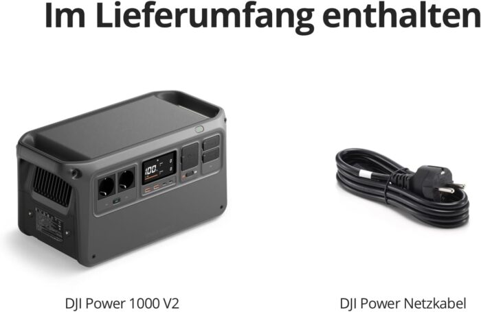 DJI Power 1000 V2 Tragbare Powerstation 1024Wh, 2600W Power Station Solar, LiFePO4 Akku, Kompakte Größe, Schnellladung in 37 Min. von 0% auf 80%, Elektrischer Generator für Camping/Zuhause/Wohnmobile