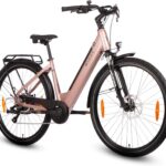 SAXXX E Bike Damen 28 Zoll Tiefeinsteiger mit 36V 13Ah Akku, Elektro Fahrrad Erwachsene mit Scheibenbremse, 7 Gang Kettenschaltung Pedelec mit Federgabel, Gepäckträger für Damen/Frauen Herren/Männer
