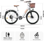 cysum Cityrun E-Bike für Damen, 26 Zoll (66 cm), E-Bike, E-Bike, E-Bike, Stadtfahrrad für Erwachsene, Motor 250 W, 25 km/h, Lithium-Akku 36 V, 360 WH, Reichweite 80 km