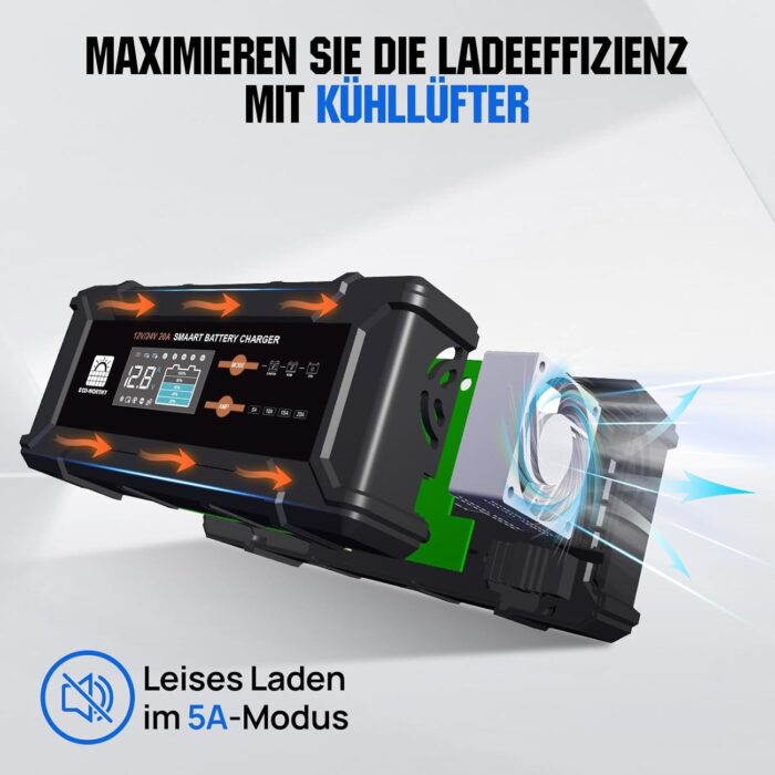 ECO-WORTHY 12V 100Ah LiFePO4 Bluetooth mit 12/24V 20A Ladegeräte,Lithiumbatterie 12V 100AH mit BMS Low Temperature Schutz für Wohnmobil,Boot,Wohnwagen