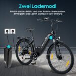 26T1 Elektrofahrrad 26 Zoll E-Bike, 36V 18.2Ah Akku herausnehmbar, 250W Motor, LCD-Display, 7-Gang, Reichweite 90-130 km, 25 km/h, IPX5 wasserdicht für Erwachsene