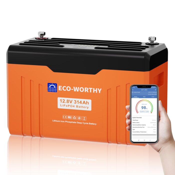 ECO-WORTHY 12V 100Ah LiFePO4 Bluetooth mit 12/24V 20A Ladegeräte,Lithiumbatterie 12V 100AH mit BMS Low Temperature Schutz für Wohnmobil,Boot,Wohnwagen