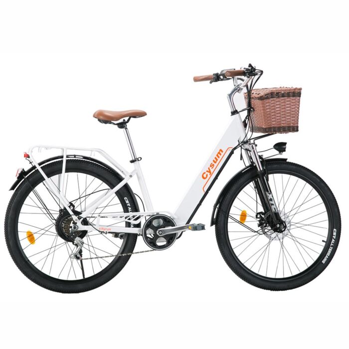 cysum Cityrun E-Bike für Damen, 26 Zoll (66 cm), E-Bike, E-Bike, E-Bike, Stadtfahrrad für Erwachsene, Motor 250 W, 25 km/h, Lithium-Akku 36 V, 360 WH, Reichweite 80 km
