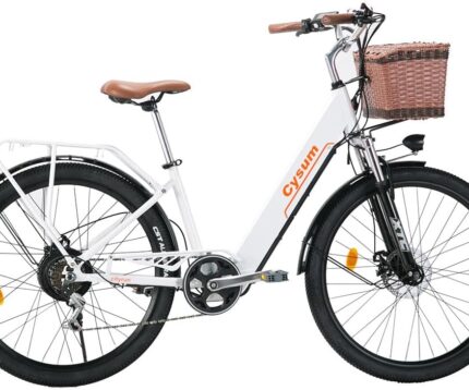 cysum Cityrun E-Bike für Damen, 26 Zoll (66 cm), E-Bike, E-Bike, E-Bike, Stadtfahrrad für Erwachsene, Motor 250 W, 25 km/h, Lithium-Akku 36 V, 360 WH, Reichweite 80 km