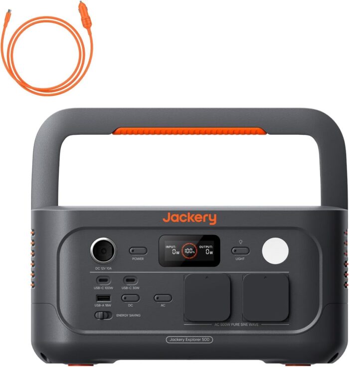 Jackery Explorer 500 V2 Tragbare Powerstation, 512Wh Solargenerator 230V/500W (Spitze 1000W) mit Schnellladung, LiFePO4 Akku 6000 Zyklen, Solargenerator für Camping, Wohnmobil, Notfälle, Reisen