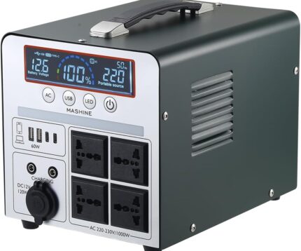 Tragbare Powerstation 1000W/666Wh, Mashine Tragbare Wiederaufladbare Generator Backup Batteriepack für Camping, Wohnmobile, Drohnen, Erste Hilfe und Außenbeleuchtung, mit 4 AC Anschlüssen