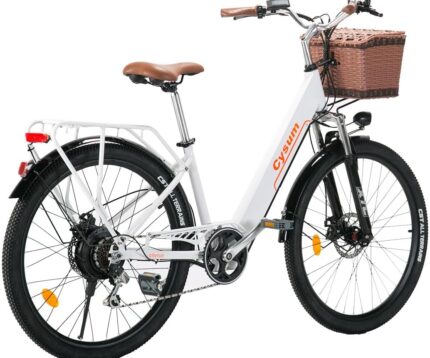 cysum Cityrun E-Bike für Damen, 26 Zoll (66 cm), E-Bike, E-Bike, E-Bike, Stadtfahrrad für Erwachsene, Motor 250 W, 25 km/h, Lithium-Akku 36 V, 360 WH, Reichweite 80 km