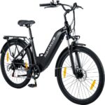 26T1 Elektrofahrrad 26 Zoll E-Bike, 36V 18.2Ah Akku herausnehmbar, 250W Motor, LCD-Display, 7-Gang, Reichweite 90-130 km, 25 km/h, IPX5 wasserdicht für Erwachsene