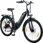 26T1 Elektrofahrrad 26 Zoll E-Bike, 36V 18.2Ah Akku herausnehmbar, 250W Motor, LCD-Display, 7-Gang, Reichweite 90-130 km, 25 km/h, IPX5 wasserdicht für Erwachsene