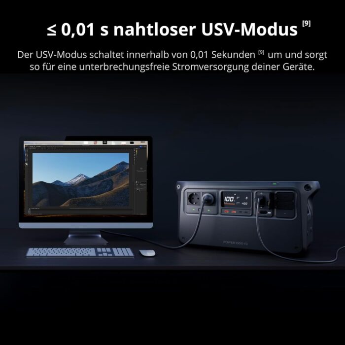 DJI Power 1000 V2 Tragbare Powerstation 1024Wh, 2600W Power Station Solar, LiFePO4 Akku, Kompakte Größe, Schnellladung in 37 Min. von 0% auf 80%, Elektrischer Generator für Camping/Zuhause/Wohnmobile