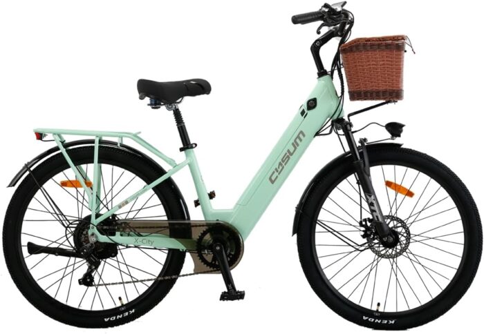 cysum X-City Elektrofahrrad für Erwachsene, 26 Zoll City Elektrofahrrad Damen Herren Lithium-Akku 48V 10,4Ah Motor 250W 25km/h Urban Switing