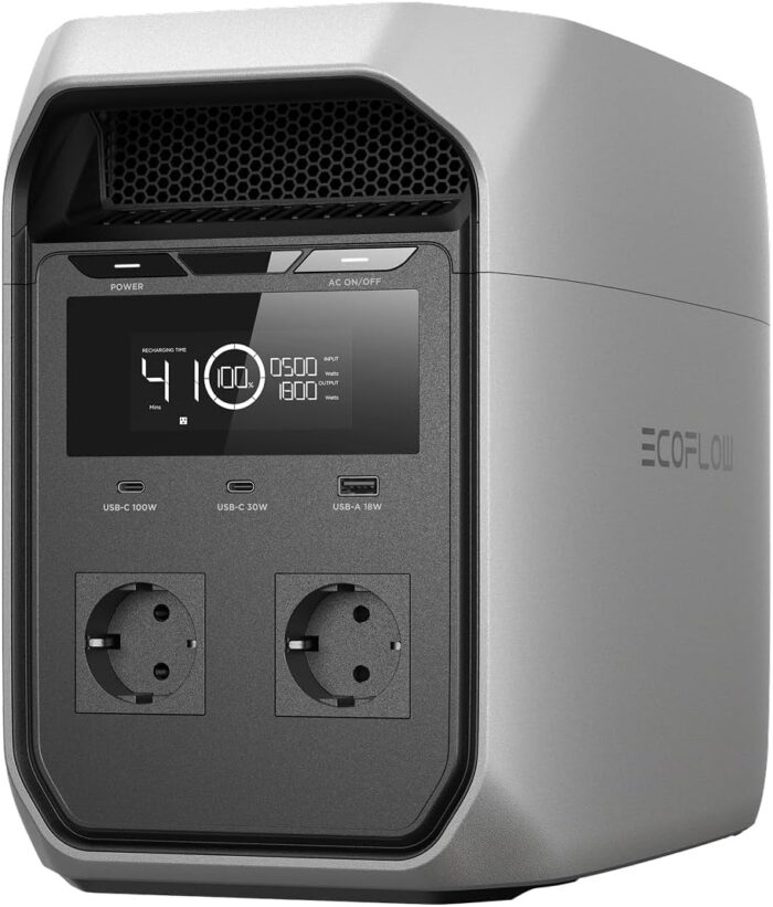 EF ECOFLOW DELTA 3 Classic Tragbare Powerstation 1 024 Wh LiFePO4-Batterie, 1 800 W AC (3 600 W Spitze), 100 W USB-C, 1-Stunden-Schnellladung. Solargenerator für Camping, Wohnmobil & Notstrom zu Hause