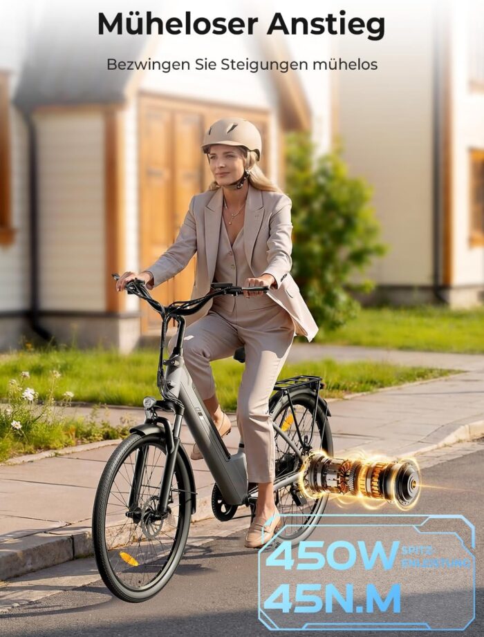 Touroll J1 ST 27,5" E Bike, Elektrofahrrad Trekkingrad E-Bike Herren Damen mit 561.6Wh Akku,100km Reichweite, 250W Motor, E-Fahrrad mit 7-Gang-Getriebe, Pedelec Citybike EBike für Erwachsene