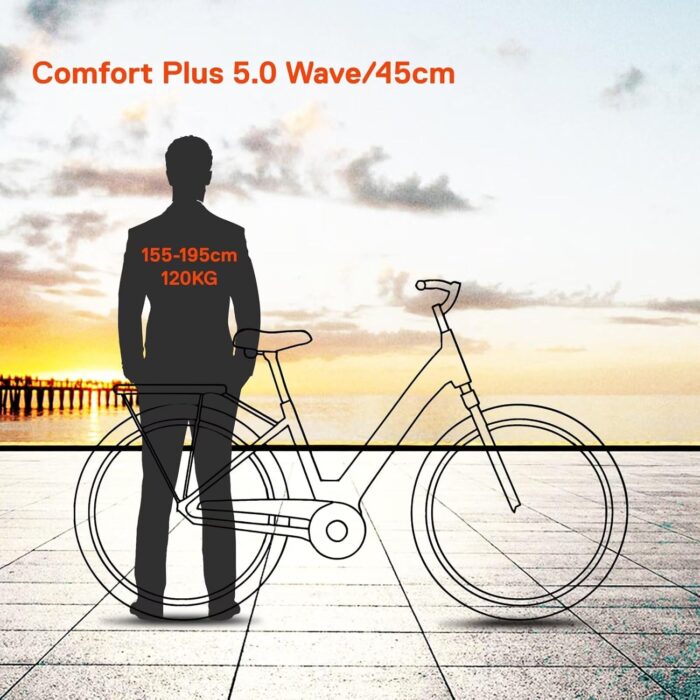 SAXONETTE E Bike mit Rücktrittbremse und nabenschaltung, Ebike Damen 28 Zoll mit 36V 13Ah BMS Akku, 7 Gang Elektro Fahrrad Erwachsene mit Federgabel, Pedelec mit Gepäckträger für Damen und Herren