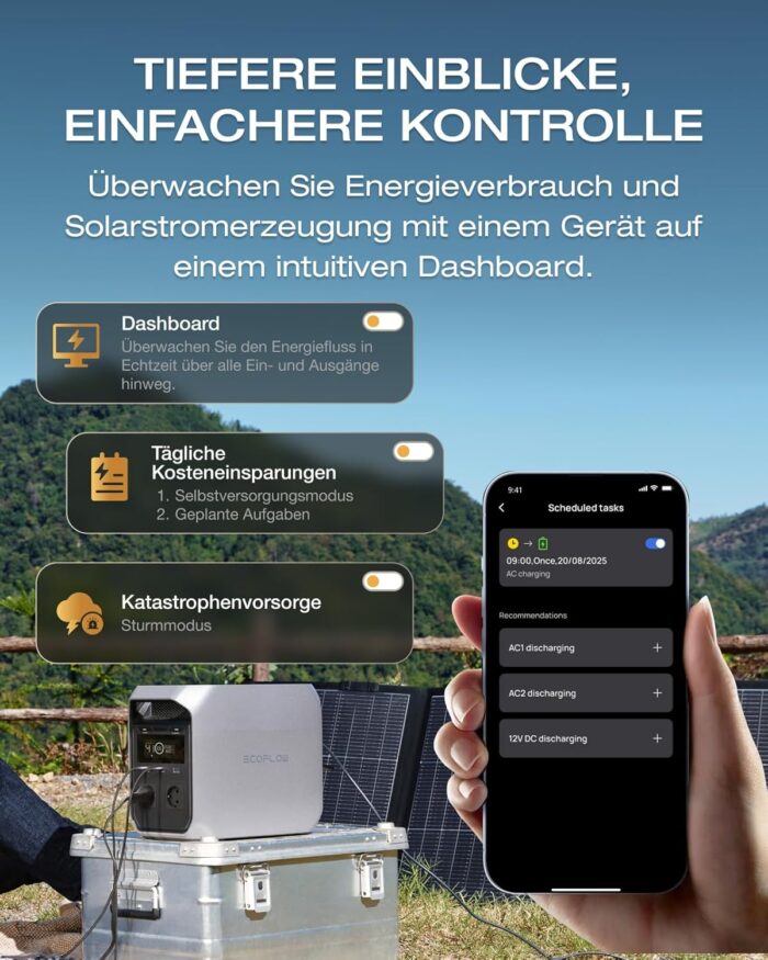 EF ECOFLOW DELTA 3 Classic Tragbare Powerstation 1 024 Wh LiFePO4-Batterie, 1 800 W AC (3 600 W Spitze), 100 W USB-C, 1-Stunden-Schnellladung. Solargenerator für Camping, Wohnmobil & Notstrom zu Hause