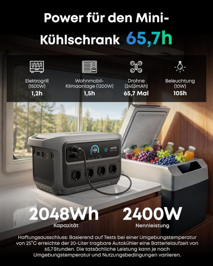 Anker SOLIX C2000 Gen 2 Tragbare Powerstation, 2400W (Spitzenleistung 4000W) Solargenerator, In 58 Min voll geladen, 2048Wh LiFePO₄-Akku, Für Camping und Stromausfälle (optional mit Solarpanel)