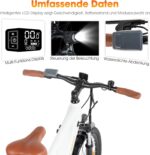 HILAND 26 Zoll Elektomountainbike mit Gepäckträger, 250W Motor, 36V 7.8Ah Akku, 7.8Ah Akku, Elektrofahrrad mit Scheibenbremsen vorne und hinten, E-Bike für Damen und Herren, Grau/Weiß
