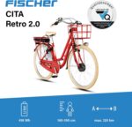 FISCHER E-Bike City CITA RETRO 2.0, Elektrofahrrad für Damen und Herren, RH 48 cm, Frontmotor 32 Nm, 36 V Akku