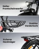 E-Bike Klappbar 20 Zoll Fatbike – 36V20.8Ah Doppelakku, bis 45-90KM Reichweite & 150KG Belastungebike 20 Zoll Fat Tire für Schnee, Stadt, Strand – 33KG Leicht & IPX-Wasserdicht