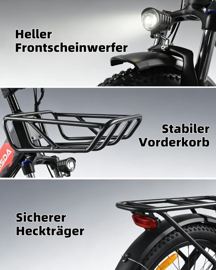 E-Bike Klappbar 20 Zoll Fatbike – 36V20.8Ah Doppelakku, bis 45-90KM Reichweite & 150KG Belastungebike 20 Zoll Fat Tire für Schnee, Stadt, Strand – 33KG Leicht & IPX-Wasserdicht