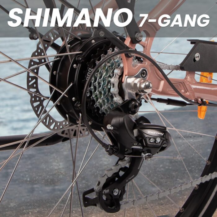 SAXXX E Bike Damen 28 Zoll Tiefeinsteiger mit 36V 13Ah Akku, Elektro Fahrrad Erwachsene mit Scheibenbremse, 7 Gang Kettenschaltung Pedelec mit Federgabel, Gepäckträger für Damen/Frauen Herren/Männer