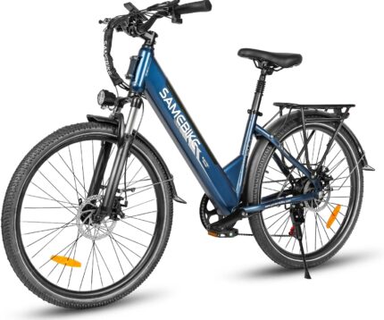 SAMEBIKE 26 Zoll E-Bike Herren Damen mit 250W Motor, 36V 540Wh Akku, Elektrofahrräder E-Fahrrad mit 7-Gang-Getriebe, LCD-Display, Pedelec Citybike EBike, Grün