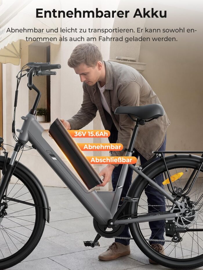 Touroll J1 ST 27,5" E Bike, Elektrofahrrad Trekkingrad E-Bike Herren Damen mit 561.6Wh Akku,100km Reichweite, 250W Motor, E-Fahrrad mit 7-Gang-Getriebe, Pedelec Citybike EBike für Erwachsene