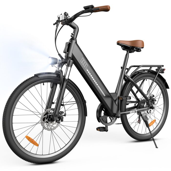 Finbike E Bike für Erwachsene 250W, 26 Zoll CityBike, Elektrofahrrad mit 55 Miles PAS Reichweite, 25 km/h Electric Bike für Herren und Damen,7 Gang Schaltung, Stoßdämpfung