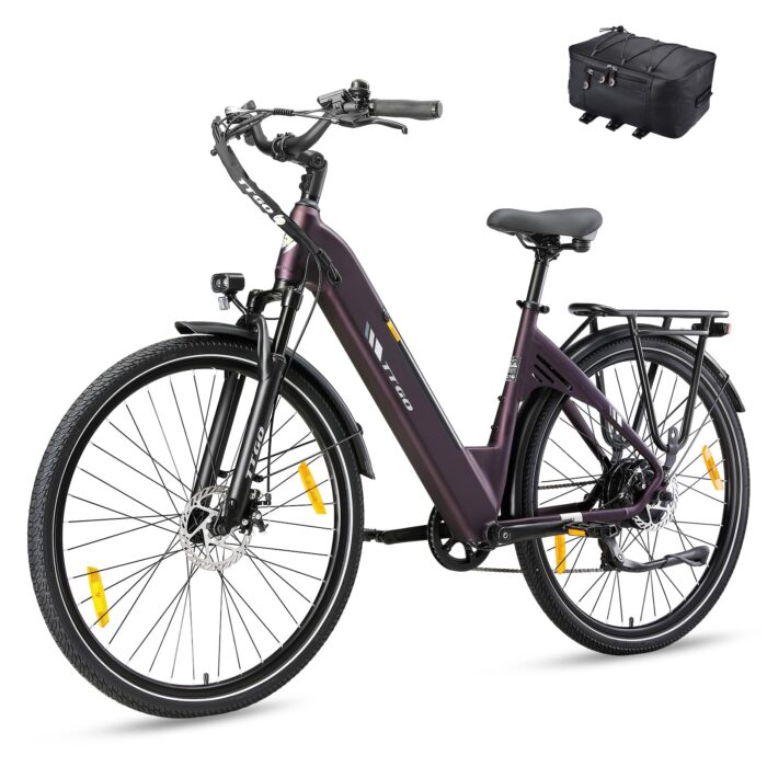 ttgo 28 Zoll E Bike für Erwachsene, Elektrofahrräder mit 36V 18Ah Akku 250W Motor 25 km/h 80-120 km Reichweite, 7-Gang Getriebe mit LCD-Display City E Bike für Herren Damen, C3 SE