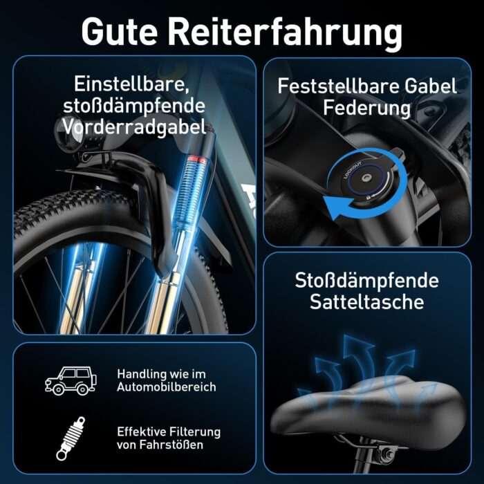 Eleglide E Bike, E-Bike Herren Damen mit 250W Motor 10Ah Akku, Offroad E-Mountainbike, 7 Gänge Elektrofahrrad Für Berge und Pendeln, Multifunktional, Höchstgeschwindigkeit 25km/h, 35 km Reichweite