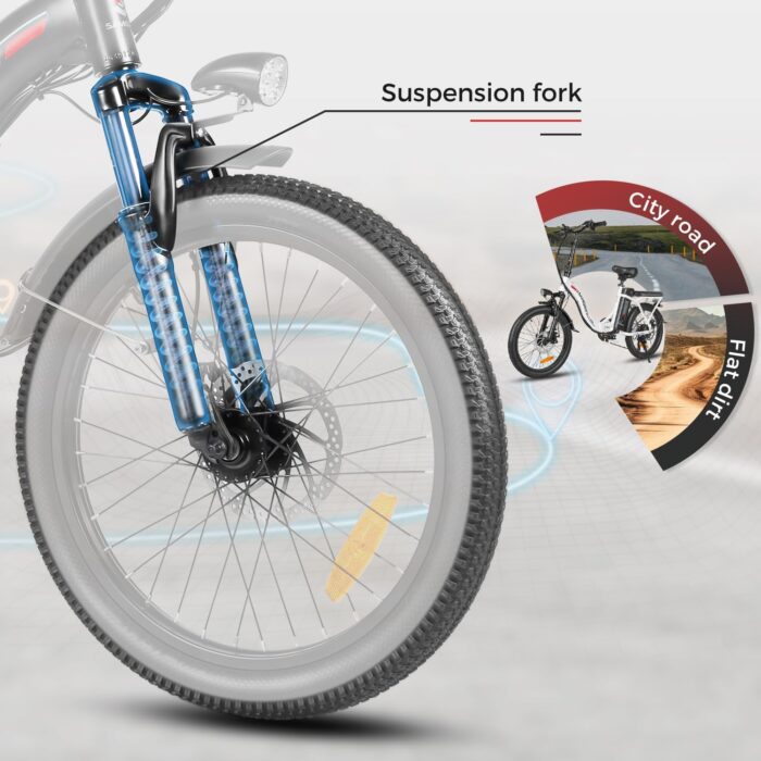 SAEMBIKE Elektrofahrrad Für Erwachsene, 250W Klappbares Elektrofahrrad Mit 36V 13AH Abnehmbarem Akku, Geschwindigkeit 25KM/H und Reichweite 110KM, 20„* 2.35“ Fetter Reifen E-Bikes Für Stadtpendler