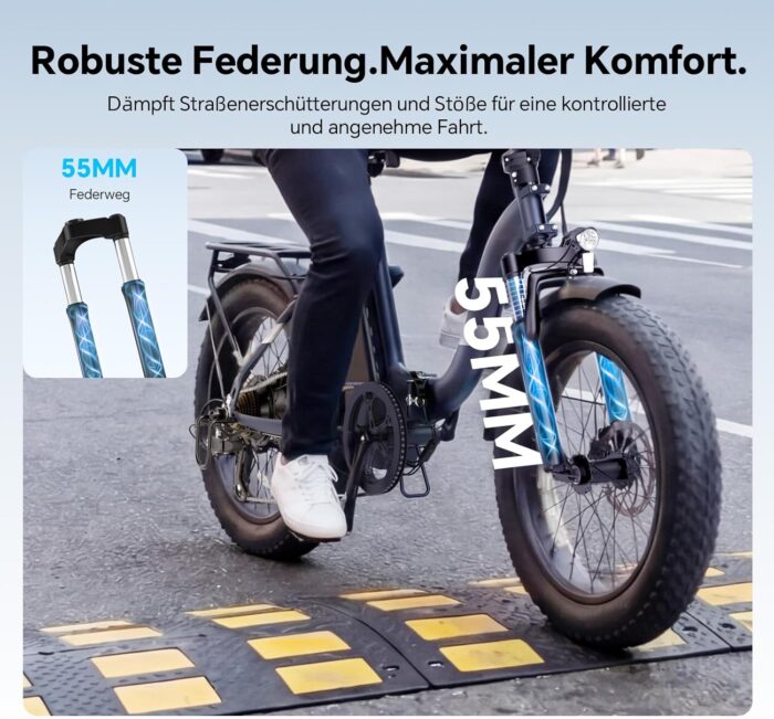 Touroll S2/S2 Pro 2026 Klappbar E-Bike Herren, 250W Fatbike, 20"×4.0" All-Terrain Reifen, 150 km Reichweite, 720Wh Akku, StVZO Straßenzulassung – Elektrofahrrad für Stadt, Offroad & Pendler