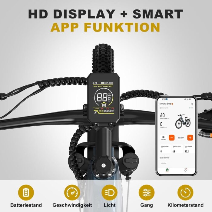 HITWAY E Bike 26X3.0 City Elektrofahrrad Pedelec, 250W City Cruiser E-Bike, 48V 18Ah austauschbarer Akku, max. Reichweite 55–80 km, 7 Gänge, Pendler-Elektrofahrrad für Erwachsene