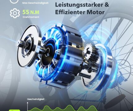 Finbike E Bike für Erwachsene 250W, 26 Zoll CityBike, Elektrofahrrad mit 55 Miles PAS Reichweite, 25 km/h Electric Bike für Herren und Damen,7 Gang Schaltung, Stoßdämpfung