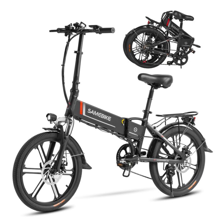 SAEMBIKE Elektrofahrrad Für Erwachsene, 250W Klappbares Elektrofahrrad Mit 36V 13AH Abnehmbarem Akku, Geschwindigkeit 25KM/H und Reichweite 110KM, 20„* 2.35“ Fetter Reifen E-Bikes Für Stadtpendler
