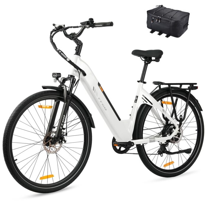 ttgo 28 Zoll E Bike für Erwachsene, Elektrofahrräder mit 36V 18Ah Akku 250W Motor 25 km/h 80-120 km Reichweite, 7-Gang Getriebe mit LCD-Display City E Bike für Herren Damen, C3 SE