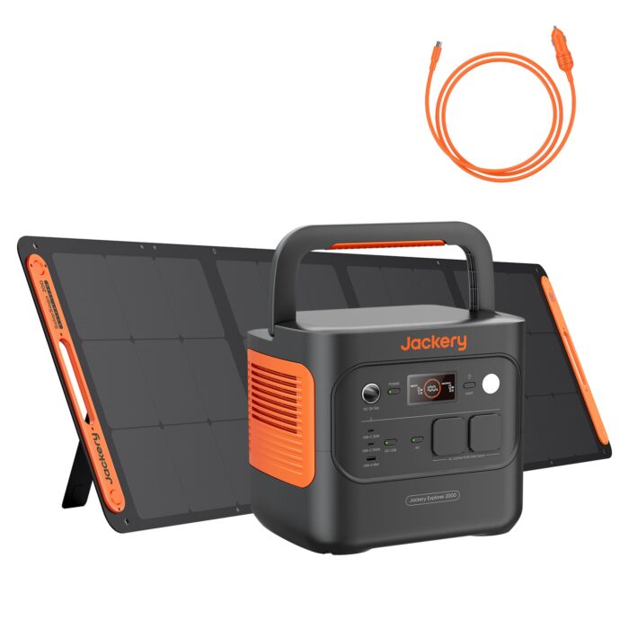 Jackery 2000 v2 Tragbare Powerstation mit 200W Solarpanel, 2042Wh Solargenerator mit 2200W Ausgang, LiFePO4 Batterie Schnellladung für Camping, Wohnmobil, Off-Grid
