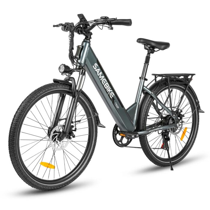 SAMEBIKE 26 Zoll E-Bike Herren Damen mit 250W Motor, 36V 540Wh Akku, Elektrofahrräder E-Fahrrad mit 7-Gang-Getriebe, LCD-Display, Pedelec Citybike EBike, Grün