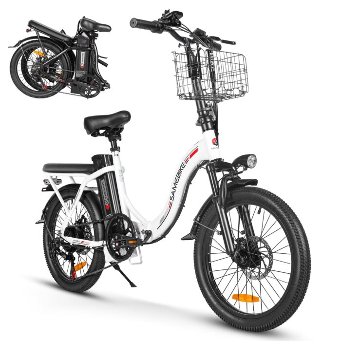 SAEMBIKE Elektrofahrrad Für Erwachsene, 250W Klappbares Elektrofahrrad Mit 36V 13AH Abnehmbarem Akku, Geschwindigkeit 25KM/H und Reichweite 110KM, 20„* 2.35“ Fetter Reifen E-Bikes Für Stadtpendler