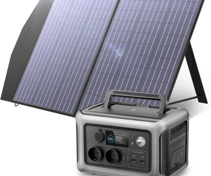 ALLPOWERS Solargenerator R600, 299WH LiFePO4 Batterie, 2x 600W (1200W Spitze) AC Ausgang Tragbare Powerstation mit 100W Solarpanel, Mobile Stromversorgung für Garten Reise Camping Wohnmobil Notfall