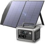 ALLPOWERS Solargenerator R600, 299WH LiFePO4 Batterie, 2x 600W (1200W Spitze) AC Ausgang Tragbare Powerstation mit 100W Solarpanel, Mobile Stromversorgung für Garten Reise Camping Wohnmobil Notfall