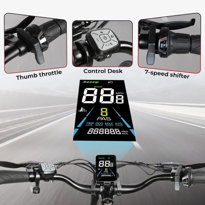 SAMEBIKE 26 Zoll E-Bike Herren Damen mit 250W Motor, 36V 540Wh Akku, Elektrofahrräder E-Fahrrad mit 7-Gang-Getriebe, LCD-Display, Pedelec Citybike EBike, Grün