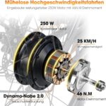 HILAND 26 Zoll Elektrisches Citybike, 250W Motor, 36V 7,8Ah Akku, Elektro Pendlerfahrräder, Scheibenbremsen vorne und hinten, E-Bike für Damen und Herren, Schwarz/Weiß/Rosa