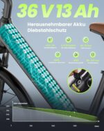 Finbike E Bike für Erwachsene 250W, 26 Zoll CityBike, Elektrofahrrad mit 55 Miles PAS Reichweite, 25 km/h Electric Bike für Herren und Damen,7 Gang Schaltung, Stoßdämpfung