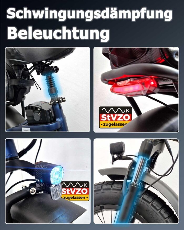 HANEVEAR Elektrofahrrad E Bike Klapprad mit 24Ah/48V Lithium-Akku | bis zu 140km, Fatbike Ebike mit Hydraulische Bremse, 250W 65Nm Heckmotor, Elektrofahrrad für Erwachsene