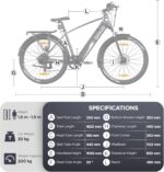 Elektrofahrrad, E-Bike Trekkingrad E-Cityrad, 36V 12,5Ah Li-Ion Akku Mountainbike Pendlerfahrrad, LCD-Display, Reichweite bis 100KM, EU-konform, mit APP