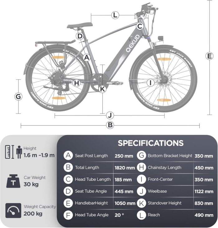 Elektrofahrrad, E-Bike Trekkingrad E-Cityrad, 36V 12,5Ah Li-Ion Akku Mountainbike Pendlerfahrrad, LCD-Display, Reichweite bis 100KM, EU-konform, mit APP