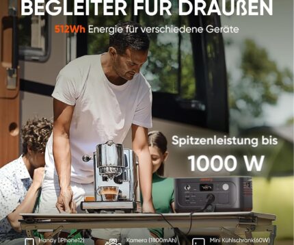 Jackery Explorer 500 V2 Tragbare Powerstation, 512Wh Solargenerator 230V/500W (Spitze 1000W) mit Schnellladung, LiFePO4 Akku 6000 Zyklen, Solargenerator für Camping, Wohnmobil, Notfälle, Reisen