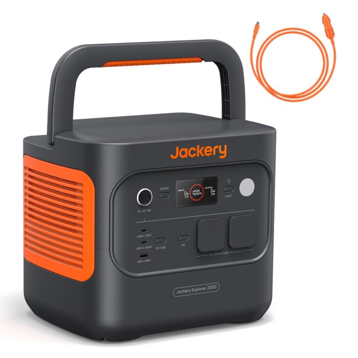 Jackery 2000 v2 Tragbare Powerstation mit 200W Solarpanel, 2042Wh Solargenerator mit 2200W Ausgang, LiFePO4 Batterie Schnellladung für Camping, Wohnmobil, Off-Grid