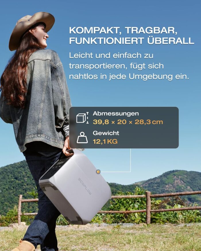 EF ECOFLOW DELTA 3 Classic Tragbare Powerstation 1 024 Wh LiFePO4-Batterie, 1 800 W AC (3 600 W Spitze), 100 W USB-C, 1-Stunden-Schnellladung. Solargenerator für Camping, Wohnmobil & Notstrom zu Hause